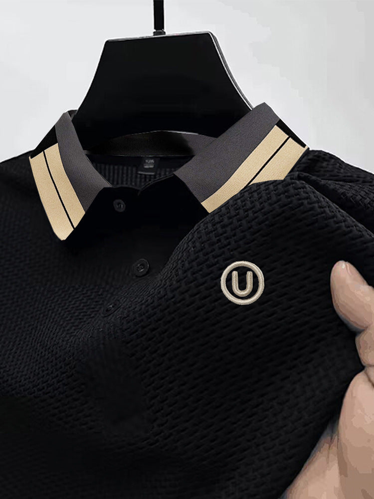 High-end Mesh Ice Silk Short Sleeve Solid Color U Printing