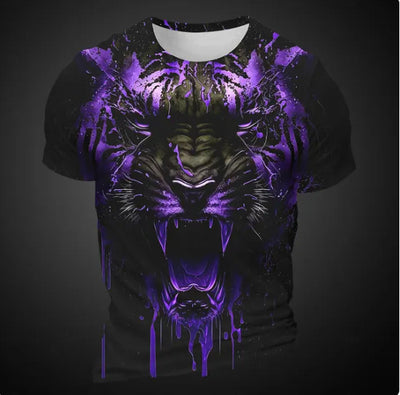 Men's 3D Tiger Pattern Short Sleeve T-shirt
