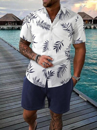 Fashion Men's Hawaii 3D Printed Short Sleeve Suit