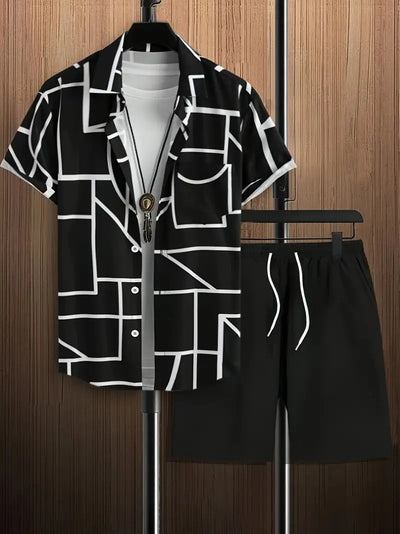 Fashion Men's Hawaii 3D Printed Short Sleeve Suit
