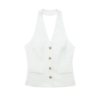 Women's Waistcoat Linen Vest Suit