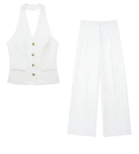 Women's Waistcoat Linen Vest Suit