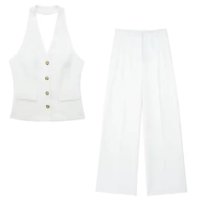 Women's Waistcoat Linen Vest Suit