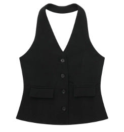Women's Waistcoat Linen Vest Suit