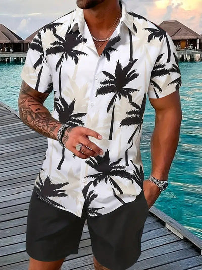 Fashion Men's Hawaii 3D Printed Short Sleeve Suit