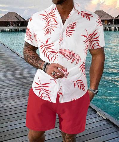 Fashion Men's Hawaii 3D Printed Short Sleeve Suit