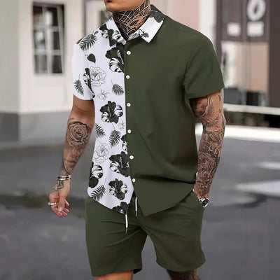 Fashion Men's Hawaii 3D Printed Short Sleeve Suit