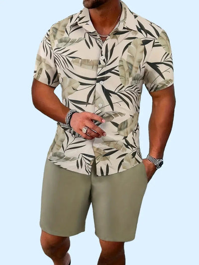 Fashion Men's Hawaii 3D Printed Short Sleeve Suit