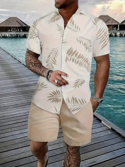 Fashion Men's Hawaii 3D Printed Short Sleeve Suit