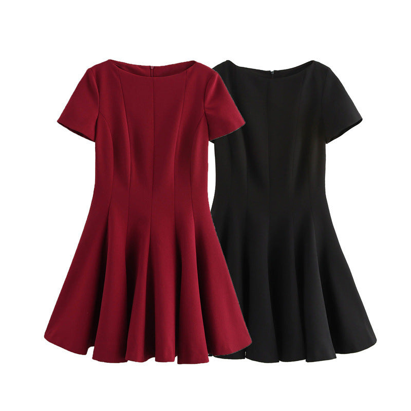 European And American Style Fashion Elegant Sexy Wave Wide Swing Short Dress