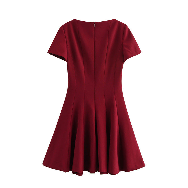 European And American Style Fashion Elegant Sexy Wave Wide Swing Short Dress