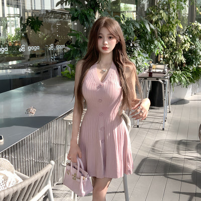 V-neck Slim Thread Tips Man Attracted Knitted Fishtail Dress