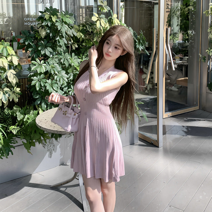 V-neck Slim Thread Tips Man Attracted Knitted Fishtail Dress