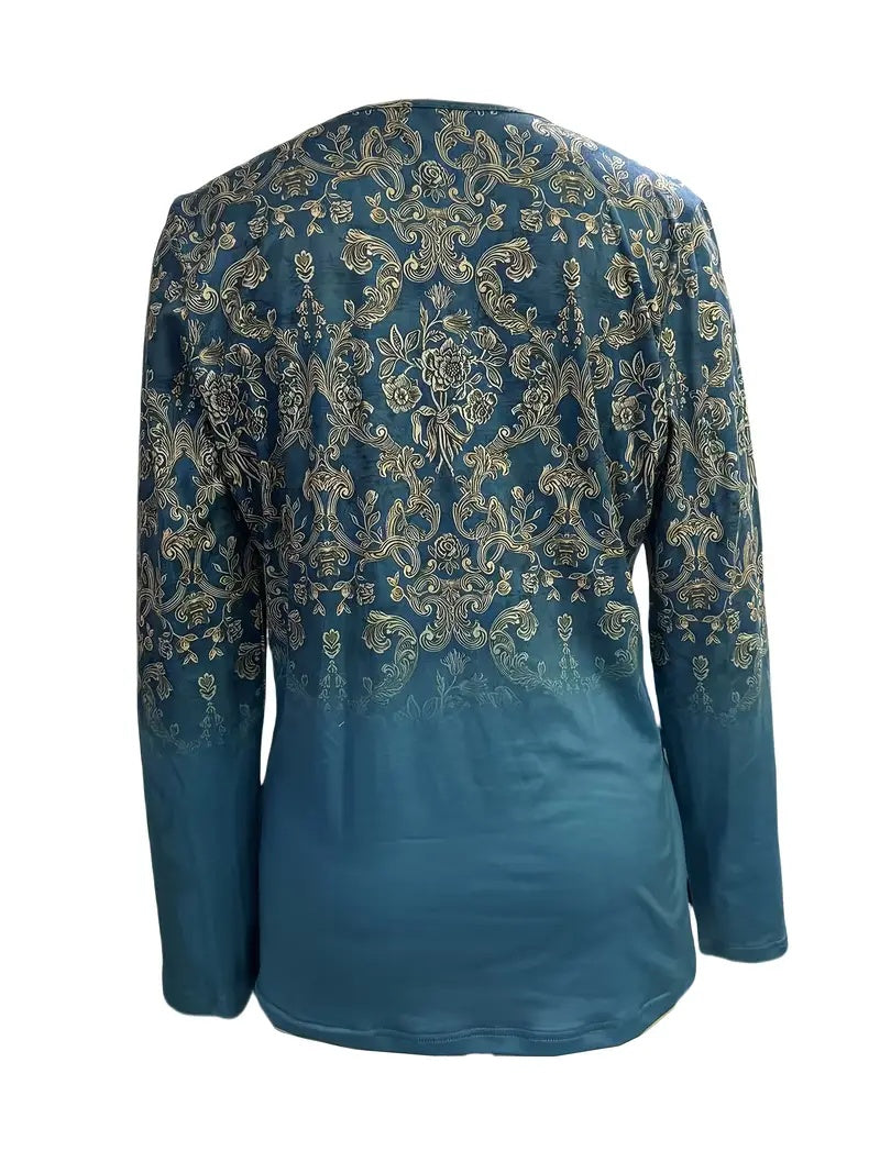 Autumn Winter New Fashion Print Long-sleeved Crewneck T-shirt