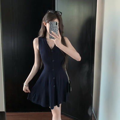 V-neck Slim Thread Tips Man Attracted Knitted Fishtail Dress